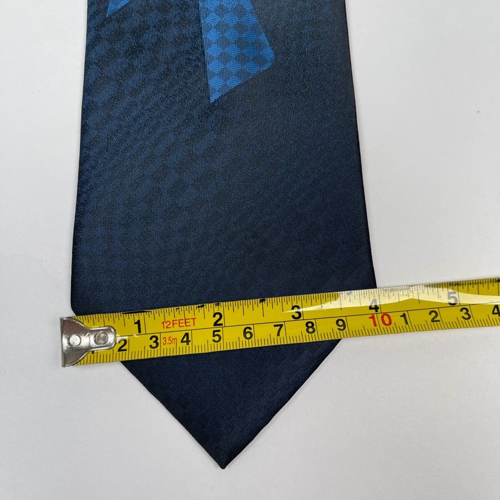 Vintage Wembley Tie Necktie Geometric Abstract Men Navy Blue Retro 80s 90s Mod - Picture 6 of 6